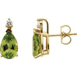 Peridot & .08 CTW Diamond Earrings