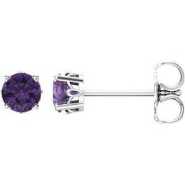 Amethyst 4-Prong Scroll Setting® Stud Earrings