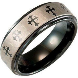 Black Immersion Plated 8.3 mm Band with Lasered Crosses