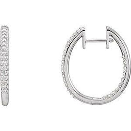 3 CTW Diamond Inside-Outside Hinged 35.3 mm Hoop Earrings