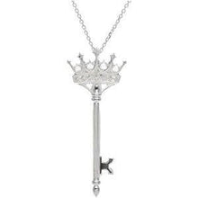 Load image into Gallery viewer, 1/10 CTW Diamond Crown Key 18&quot; Necklace
