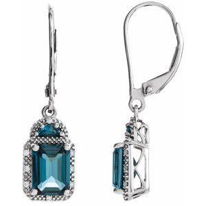 London Blue Topaz & .06 CTW Diamond Earrings