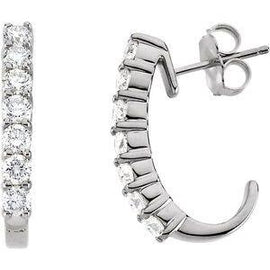 1 CTW Diamond J-Hoop Earrings