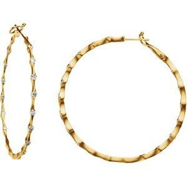 1 1/5 CTW Diamond Inside-Outside 50.5 mm Hoop Earrings