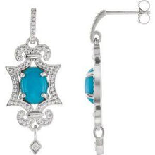 Load image into Gallery viewer, Turquoise &amp; .03 CTW Diamond Earrings
