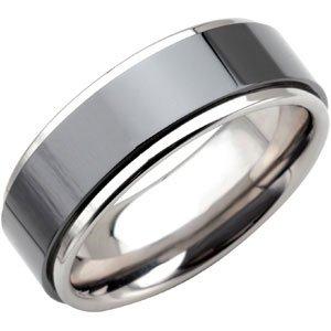 8.3 mm Ridged Band with Ceramic Inlay