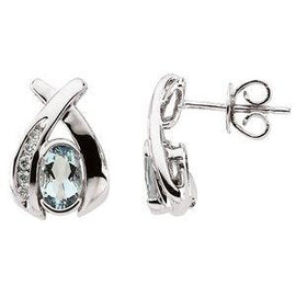 Aquamarine & 1/10 CTW Diamond Earrings