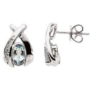 Aquamarine & 1/10 CTW Diamond Earrings