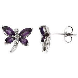 Amethyst & .04 CTW Diamond Earrings