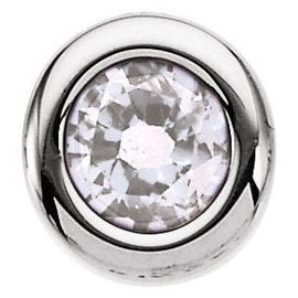 4 mm Round Imitation Blue Zircon Birthstone Slide Pendant