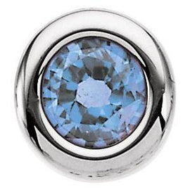 4 mm Round Imitation Blue Zircon Birthstone Slide Pendant