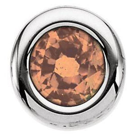 4 mm Round Imitation Blue Zircon Birthstone Slide Pendant