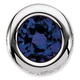 4 mm Round Imitation Blue Zircon Birthstone Slide Pendant