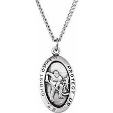 Load image into Gallery viewer, 24.5x15.5 mm St. Christopher Hockey Medal Necklace
