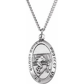 24.5x15.5 mm St. Christopher Football Medal Necklace