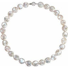 Load image into Gallery viewer, White Freshwater Cultured Coin Pearl 18&quot; Necklace
