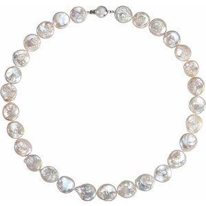 White Freshwater Cultured Coin Pearl 18