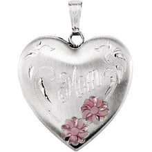 Load image into Gallery viewer, 25.2x23.8 mm Mom Heart Locket with Enameled Flowers
