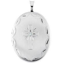 Load image into Gallery viewer, .015 CT Diamond Oval Cross Locket
