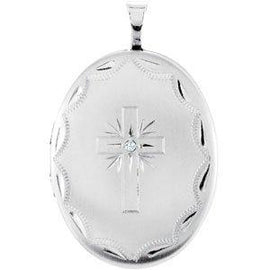 .015 CT Diamond Oval Cross Locket