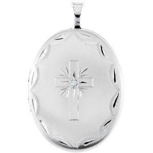 .015 CT Diamond Oval Cross Locket