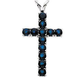 Blue Sapphire Cross Pendant