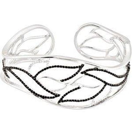 Black Spinel & 1/6 CTW Diamond Hinged Cuff Bracelet
