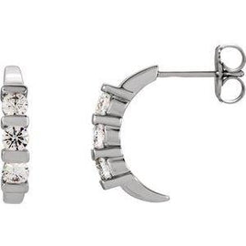 1/2 CTW Diamond J-Hoop Earrings
