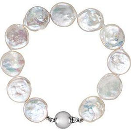 White Freshwater Cultured Coin Pearl 18