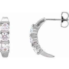 1/2 CTW Diamond J-Hoop Earrings