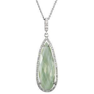 Green Quartz & 1/3 CTW Diamond Halo-Style 18