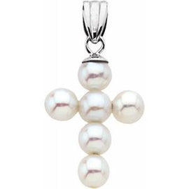 19.75x14.5 mm Freshwater Cultured Pearl Cross Pendant