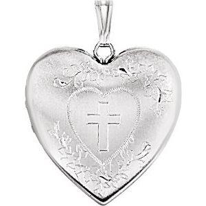 25.2x23.7 mm Heart Locket with Cross