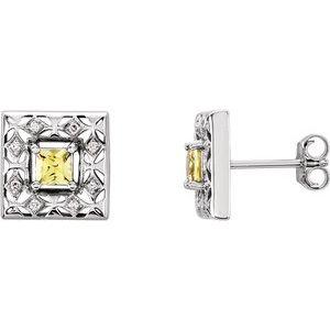 Sapphire & .08 CTW Diamond Earrings