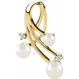 Akoya Cultured Pearl & 1/10 CTW Diamond Pendant