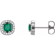 Load image into Gallery viewer, Chatham Created Emerald &amp; .08 CTW Diamond Earrings
