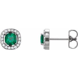 Chatham Created Emerald & .08 CTW Diamond Earrings