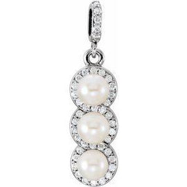 Freshwater Cultured Pearl & 1/5 CTW Diamond Halo-Style Pendant