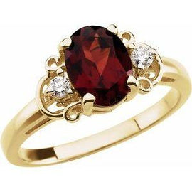 Mozambique Garnet & .06 CTW Diamond Accented Ring