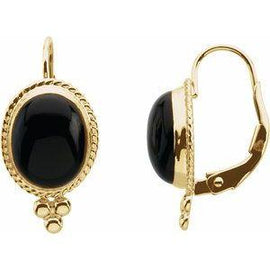 Onyx Rope Design Lever Back Earrings