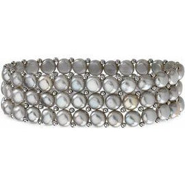 Freshwater Cultured Grey Pearl 3 Row Stretch Bracelet