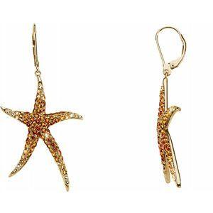 Madeira Citrine, Citrine & Lime Quartz Starfish Earrings