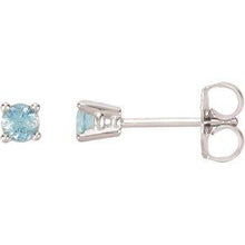 Load image into Gallery viewer, 4 mm Round White Topaz Friction Post Stud Earrings
