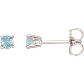 4 mm Round White Topaz Friction Post Stud Earrings