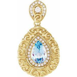 Swiss Blue Topaz & 1/2 CTW Diamond Pendant