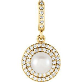 Freshwater Cultured Pearl & 1/8 CTW Diamond Pendant