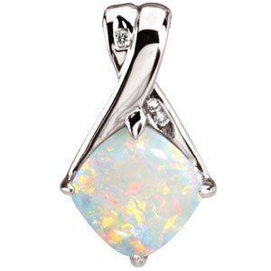 Opal & .025 CTW Diamond Pendant