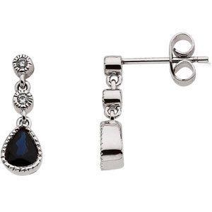 Blue Sapphire & .05 CTW Diamond Earrings