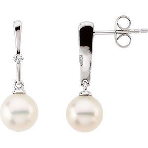 Freshwater Pearl & .06 CTW Diamond Earrings