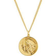 Load image into Gallery viewer, 24K Gold Plated 25 mm St. Christopher Medal 24&quot; Necklace
